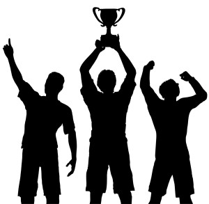 Trophy Winners Celebrate Sports Victory